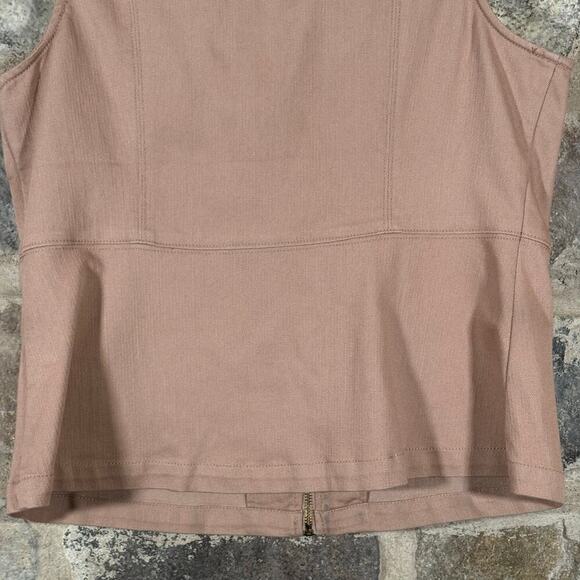 Liz Claiborne Vest Woman's Medium Tan Utility Full Zip High Collar‎ Hiking - Picture 7 of 13